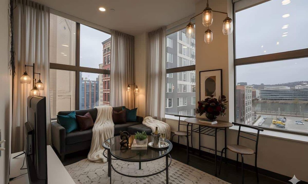 Cultural District Apartment | Corner Glass Bridge Views |Loft Style 1BD Downtown