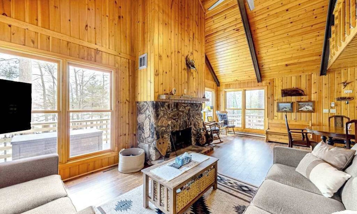 Lac du Flambeau House | Lakefront dog-friendly retreat with sauna, dock, canoe, paddle board, & firepit