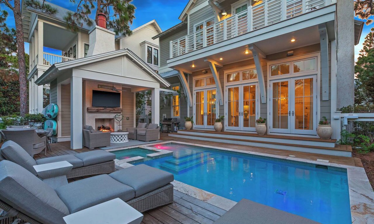 Wiregrass Meadows House | Must See in Watercolor! Private Pool, Outdoor Lounge, Golf Cart, Bikes, and More