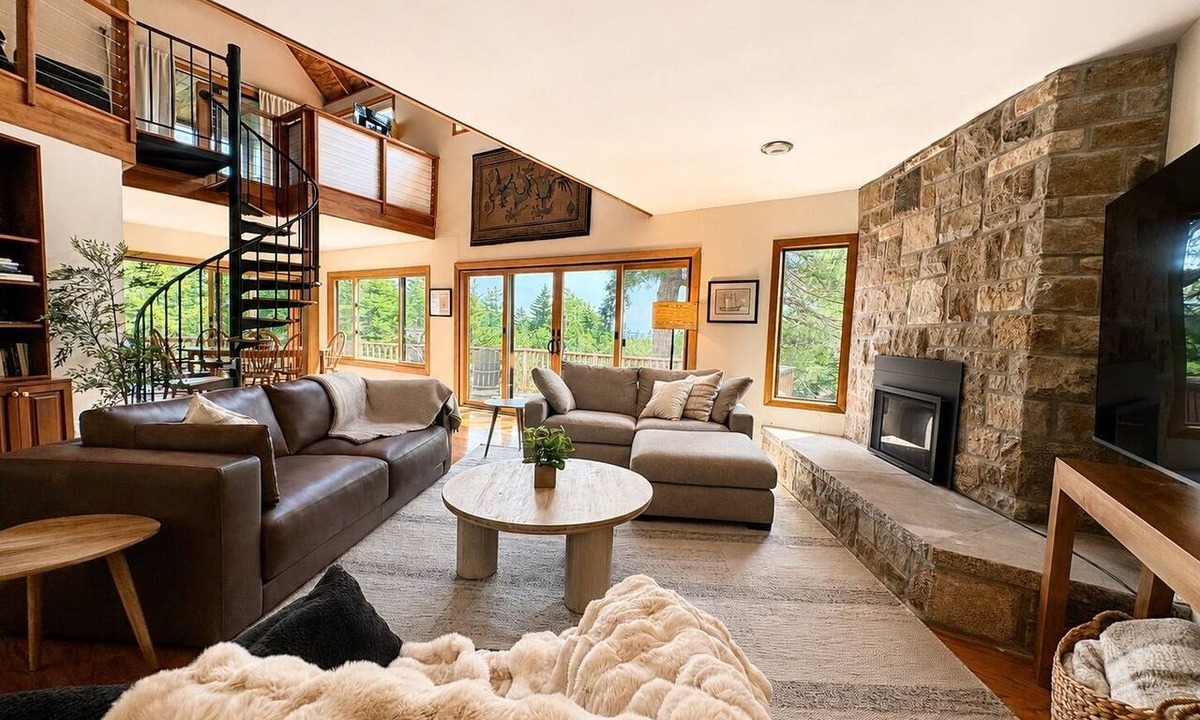 Southwest Harbor House | Peaceful private woodland home, open and airy, with ocean views and fire pit