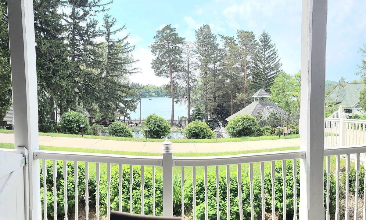 Elkhart Lake Condo | Premier View and Patio Overlooking Elkhart Lake! Two minute walk to bars/dining!