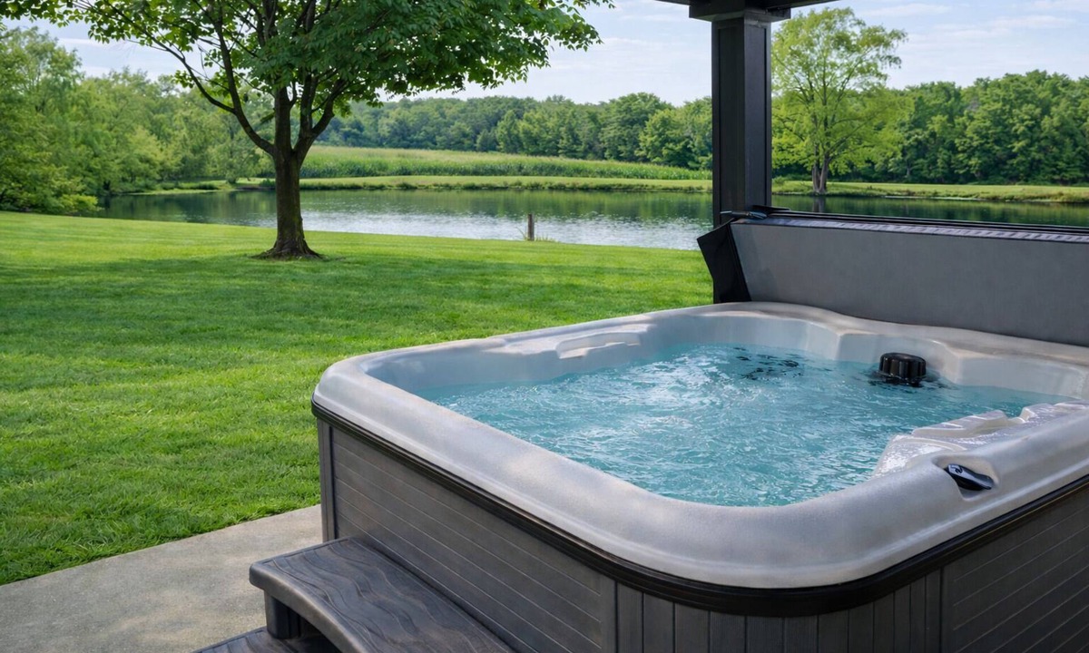 Thompsonville House | Relax at a cozy countryside retreat with a private hot tub, pond views & fire pit — pure bliss. By: Timber Oaks Vacation Rentals