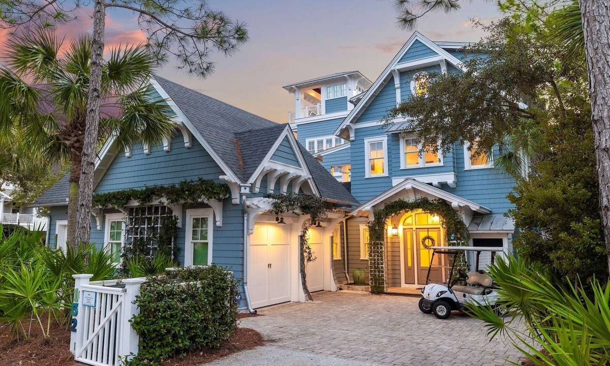 WaterSound Beach House | Spacious Getaway with Gulf View Tower, Golf Cart, Game Room, Pool & Bikes