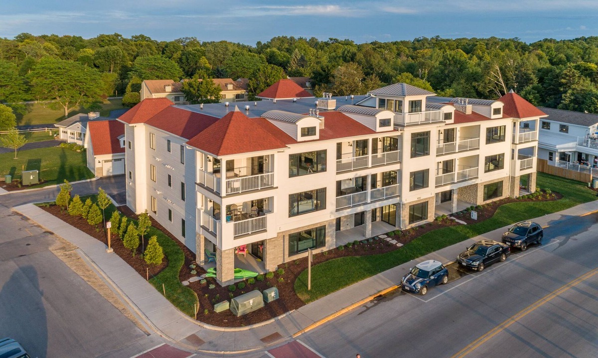 Sister Bay Condo | Top Floor Luxury Unit Downtown Sister Bay Marina and Water Views!