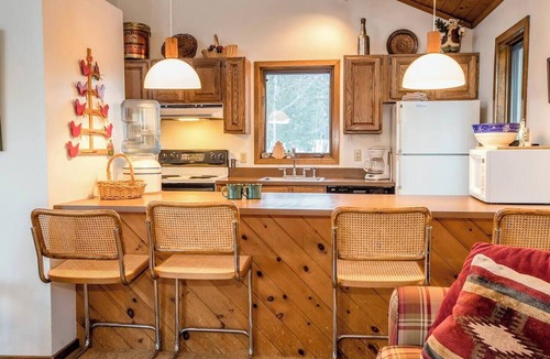 Bessemer Ski Chalet | A Spacious Vacation Home in a Wooded Setting With A Brick Fireplace