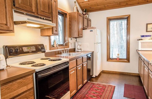 Bessemer Ski Chalet | A Spacious Vacation Home in a Wooded Setting With A Brick Fireplace
