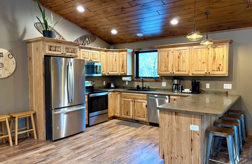 Wisconsin Dells House | Bear Paw Lodge Luxury Cabin Game Room Fire Pit