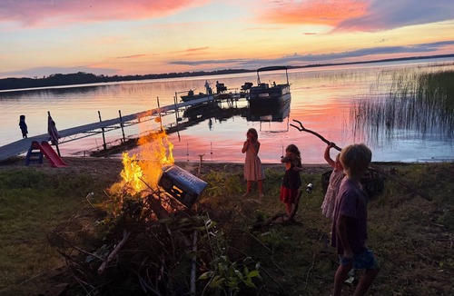 Bemidji Cabin | Beautiful home, giant windows, sand beach, dock w/boat lift. Premier lake!
