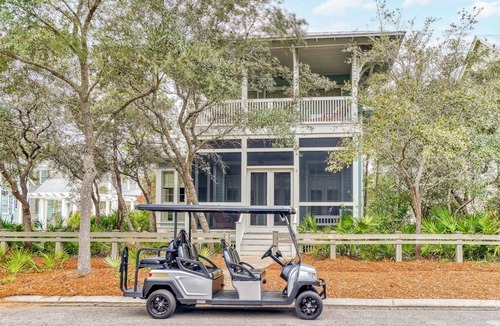 Watercolor House | Coastal Chic Home with Exquisite Design, Outdoor Living, Golf Cart & Watercolor Beach Club Access