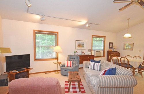 Empire Apartment | Condo in the woods with a firepit, washer/dryer, partial AC, & furnished deck