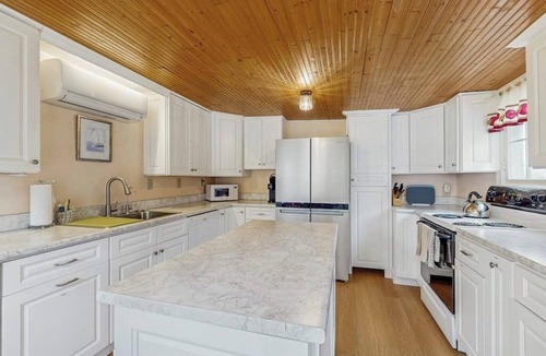 East Boothbay Cabin | Dog-friendly, bayfront home - gorgeous ocean views, private balcony & fireplace