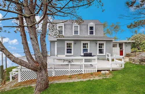 East Boothbay Cabin | Dog-friendly, bayfront home - gorgeous ocean views, private balcony & fireplace