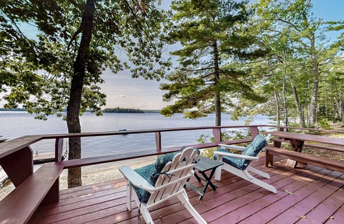 Ellsworth Cabin | Dog-friendly beach home on Green Lake with views, fireplace, dock, canoe & kayak