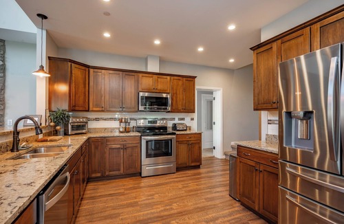 McHenry House | Elegant Mt Top Whitewater Retreat: King Beds & Hot Tub