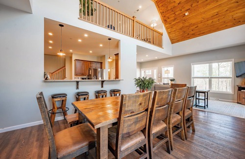 McHenry House | Elegant Mt Top Whitewater Retreat: King Beds & Hot Tub