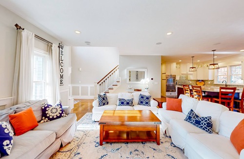 Yarmouth Port House | Entertainer's dream with plunge pool, outdoor kitchen & TV, game room