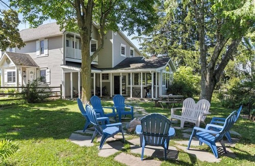Petoskey Cabin | Farm House - Big Yard, Hot Tub, Fire Pit Area, Game Room Cabin, Near Town