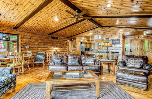 Lac du Flambeau House | Lakefront log cabin on 3.5 acres with dock, gazebo & sunset views - dog-friendly