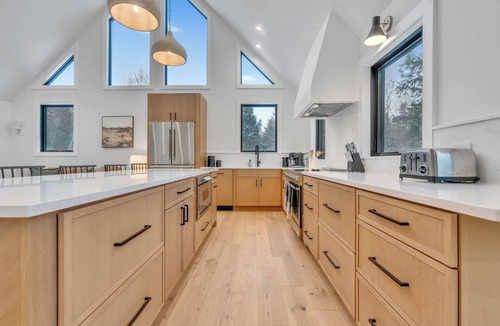 Alfred House | Lakefront Scandinavian Vacation Rental with Private Dock, Hot Tub & Kayaks Brand New, modern home with high end amenities - close to Ogunquit, Kennebunkport and Wells Beaches.