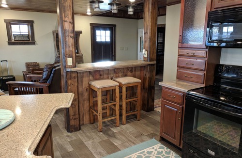 Lake Shore Cabin | Large lake front cabin, has 2 kitchens and comes with a pontoon! Bring the fam!