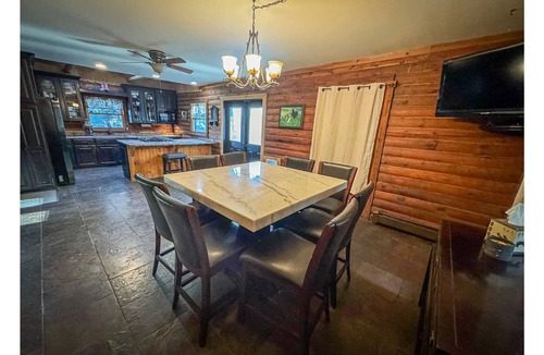 Etna Cabin | Log cabin unique getaway, private, city & river views, hot tub, pet friendly!