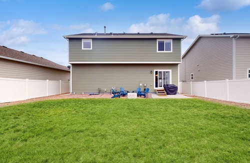 Fountain House | Modern home with fenced yard, firepit, foosball & WFH desks