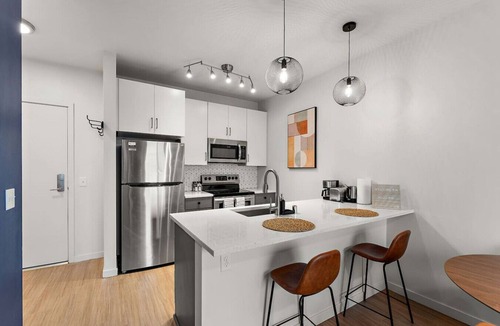 Downtown Minneapolis Apartment | Modern Work-Friendly|Gym, Car, FAST Wi-Fi, Pets OK