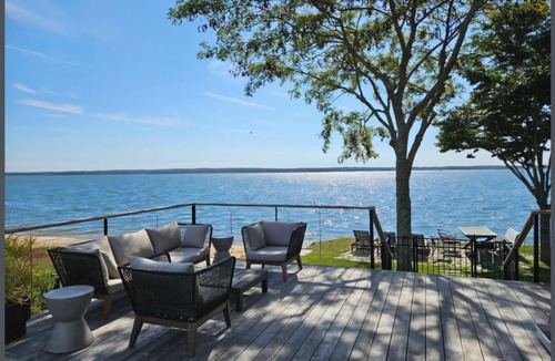 Aquebogue House | Modern Zen beach oasis with pool in Jamesport Bay.