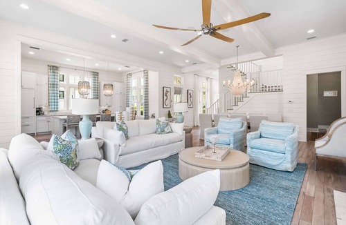 Wiregrass Meadows House | Must See in Watercolor! Private Pool, Outdoor Lounge, Golf Cart, Bikes, and More