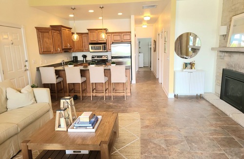 Elkhart Lake Condo | Premier View and Patio Overlooking Elkhart Lake! Two minute walk to bars/dining!