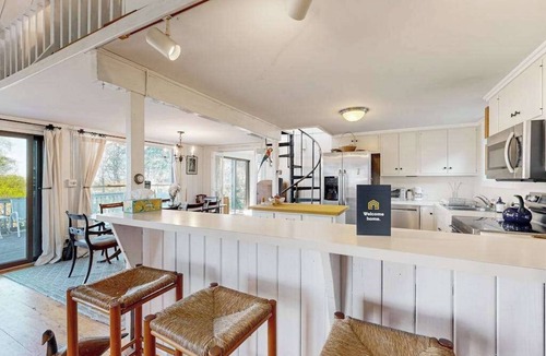 Oak Bluffs House | Private island house with close beach access and water view from deck