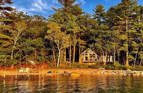 Standish Ski Chalet | Private waterfront house with dock on Frye Island