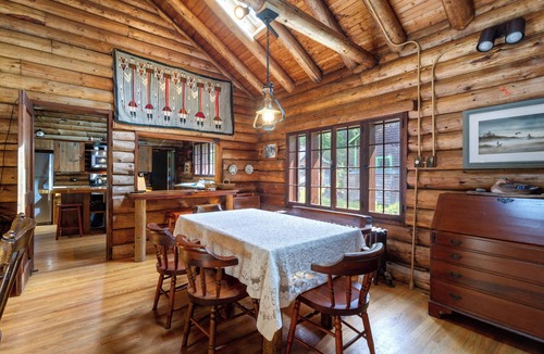 South Casco Cabin | Sebago Lake Log Home with Sandy Beach!