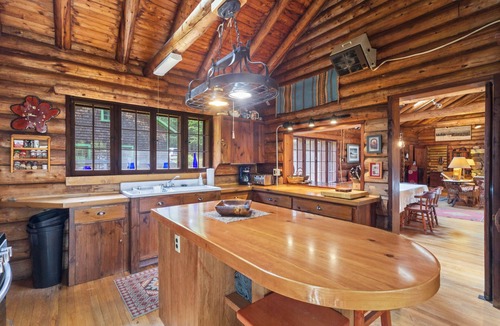 South Casco Cabin | Sebago Lake Log Home with Sandy Beach!
