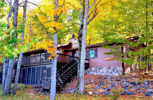 Mayfield Cottage | Secluded Cottage on the Boardman River w/Hot Tub & Fireplace