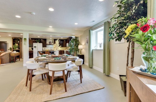 Kaysville Apartment | Shaded Patio and Fire Pit: Quiet Kaysville Home