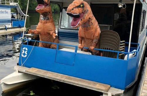 Babbitt Boat Rental | Spacious Getaway Series Houseboat with Water Slide & Penthouse Deck Near Babbitt, Minnesota