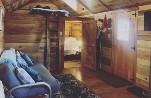 Mannsville Cabin | The Knotted Nook~ A Tiny Cabin Private, Dog Friendly, Smart TV, WiFi, Fire Pit