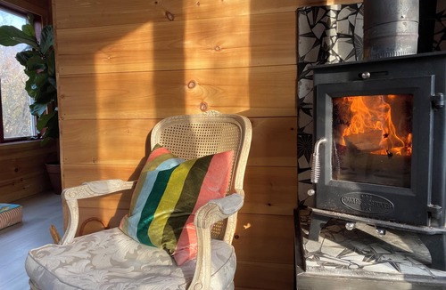 Lamoine Beach Cabin | Unique, Colorful Off-grid Cabin