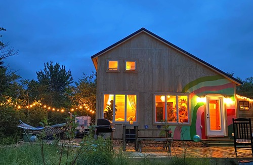 Lamoine Beach Cabin | Unique, Colorful Off-grid Cabin