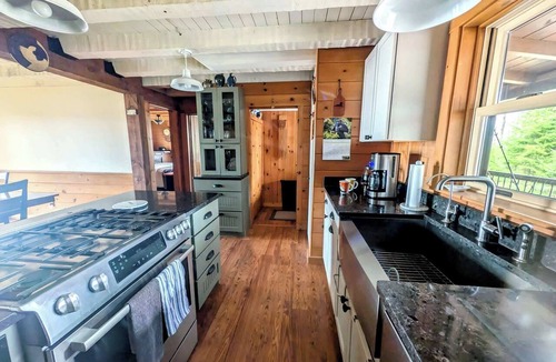 Lamoine House | Waterfront Log Cabin Steps to Beach & Wildlife