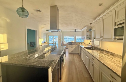 Hampton House | Waterfront - marsh side with EPIC views of Hampton Harbor and outside deck!