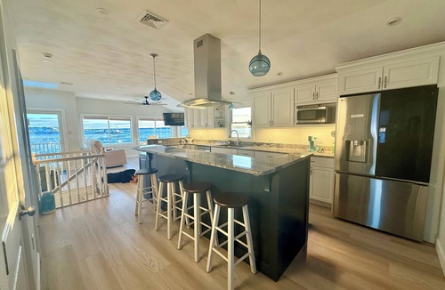 Hampton House | Waterfront - marsh side with EPIC views of Hampton Harbor and outside deck!