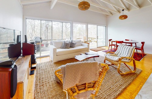 Chilmark House | Woodsy island home with large deck, open layout, WiFi, kitchen & ideal location