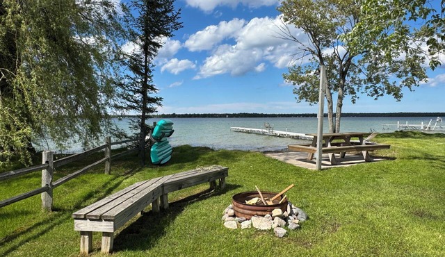 2 lakefront cottages private beach & dock.