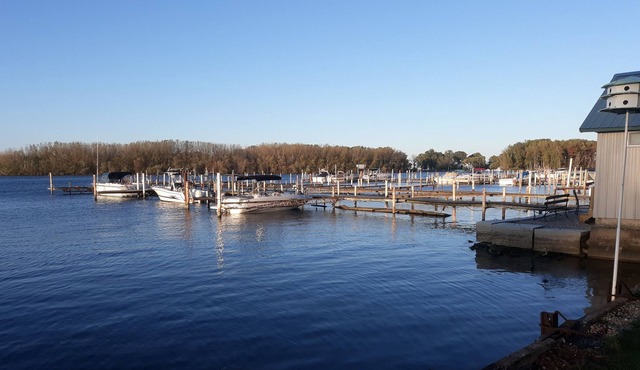 Beach boat boathouse at East Harbor, Lakeside Marblehead