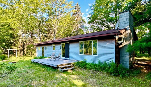 Charming 2-bedroom house with intimate Betsie River setting, AC, and WiFi