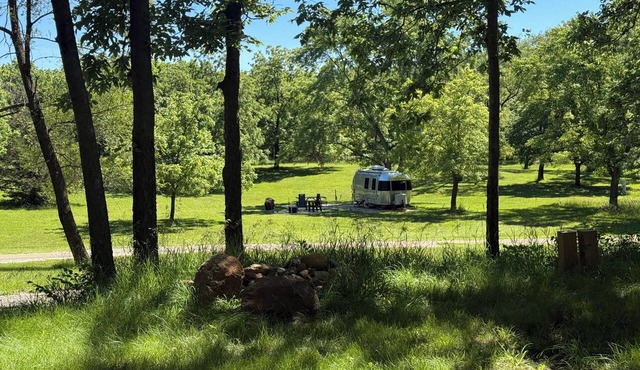 Cozy 1-bedroom Bambi Airstream camper on a 56 acre farm with stream and woods.