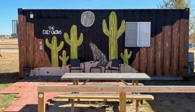 Cozy Catcus Container Cabin in Silverton Texas