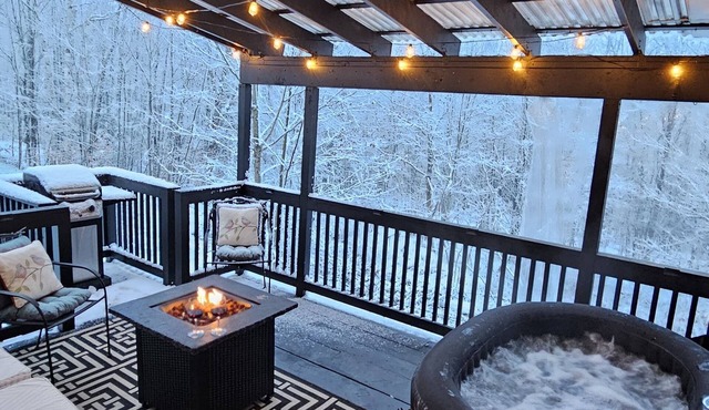 Cozy Winter Cabin Wood Stove Mountain View